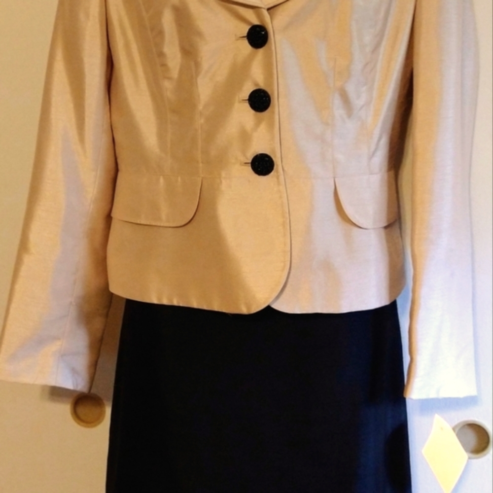 Beautiful Gold suit jacket with black skirt